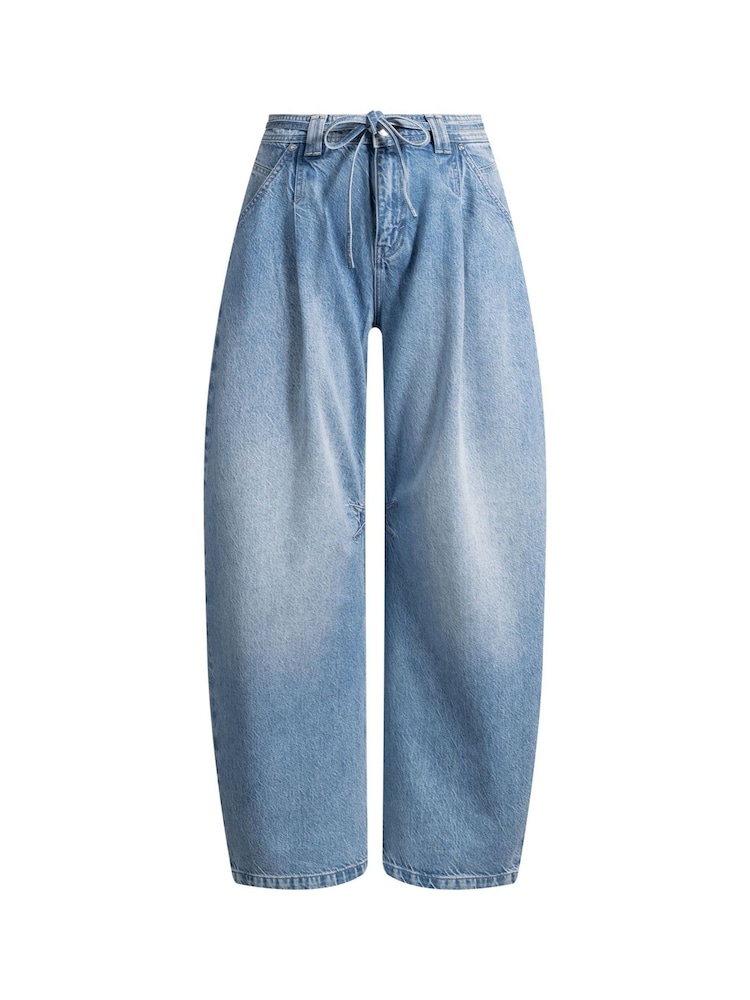 BOSS Blue Mid Wash Pleated Barrel Denim Jeans - Image 1 of 4
