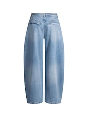 BOSS Blue Mid Wash Pleated Barrel Denim Jeans - Image 2 of 4
