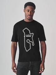 HUGO Black Hugo Relaxed Fit Cotton Droad T-Shirt - Image 1 of 4