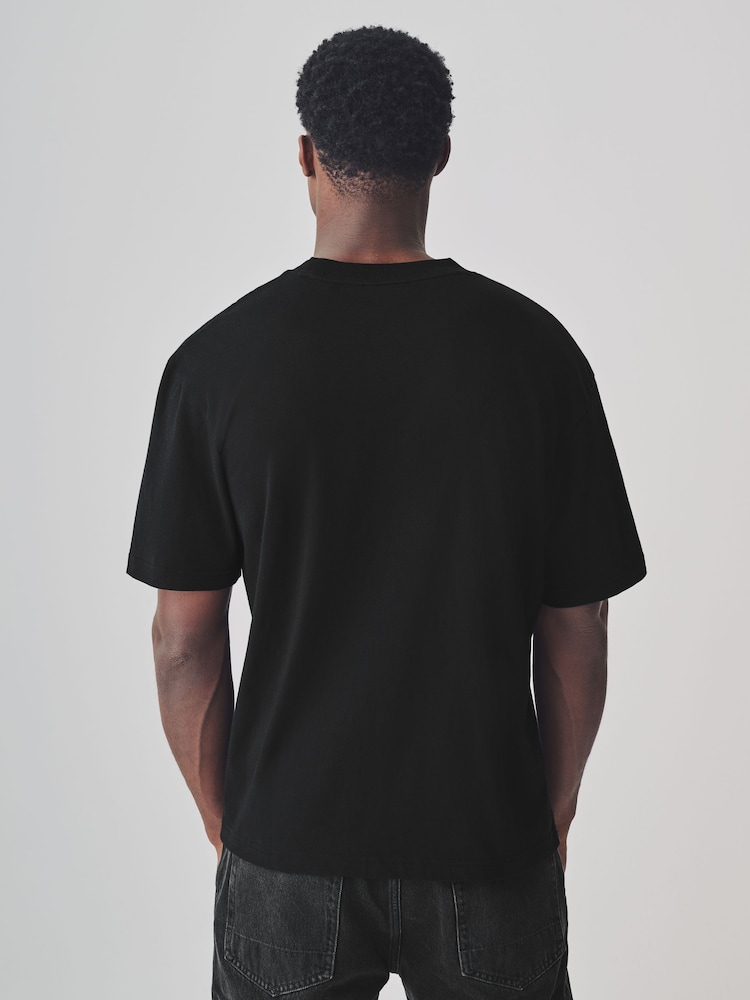 HUGO Black Hugo Relaxed Fit Cotton Droad T-Shirt - Image 2 of 4
