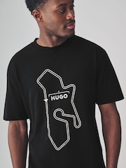 HUGO Black Hugo Relaxed Fit Cotton Droad T-Shirt - Image 3 of 4