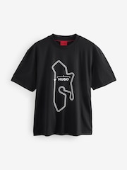 HUGO Black Hugo Relaxed Fit Cotton Droad T-Shirt - Image 4 of 4