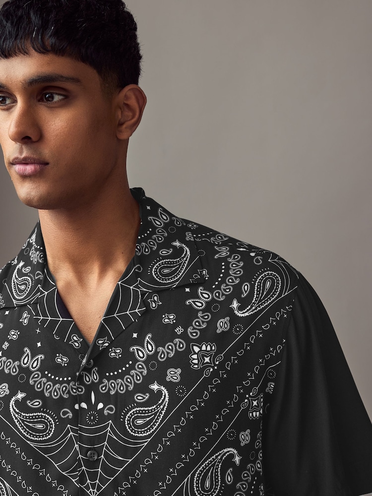 HUGO Black Oversized Fit Espino Short Sleeve Shirt - Image 3 of 4