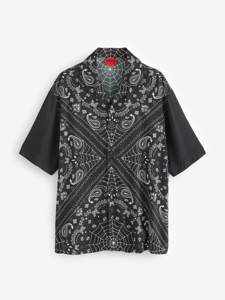 HUGO Black Oversized Fit Espino Short Sleeve Shirt - Image 4 of 4