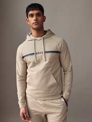 BOSS Beige Logo 100% Cotton Terry Hoodie - Image 1 of 4