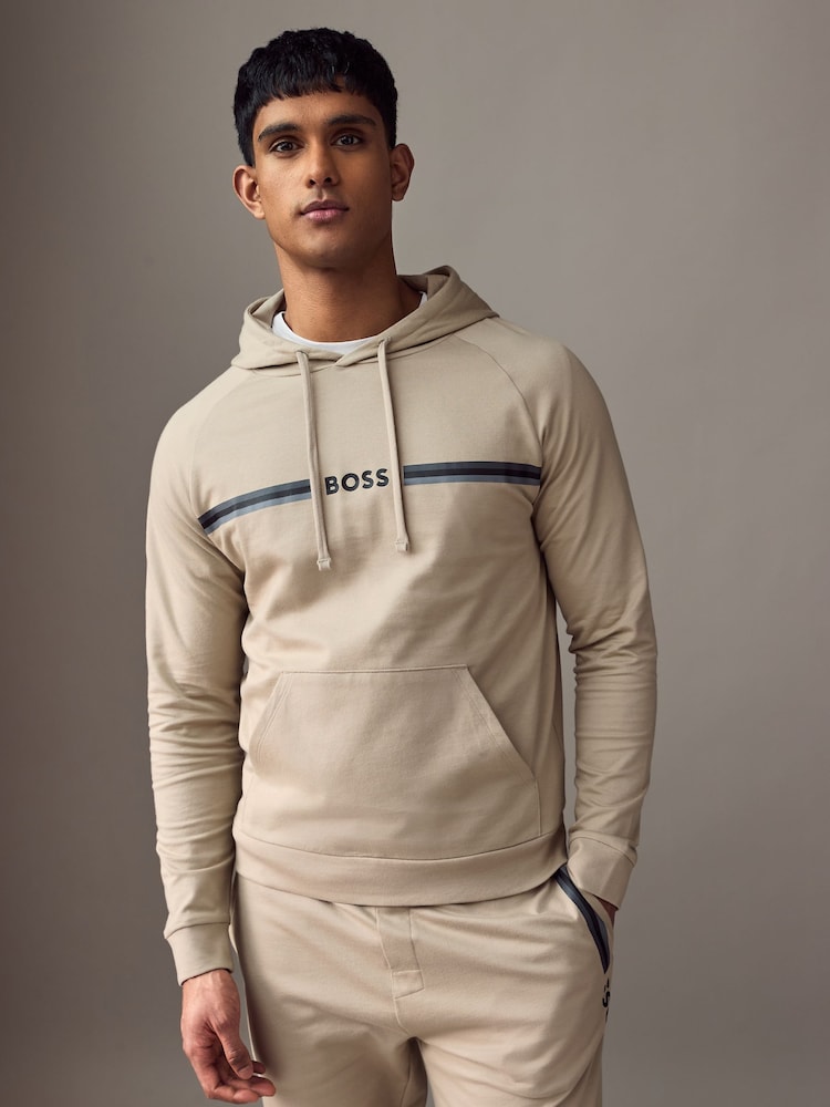 BOSS Beige Logo 100% Cotton Terry Hoodie - Image 1 of 4