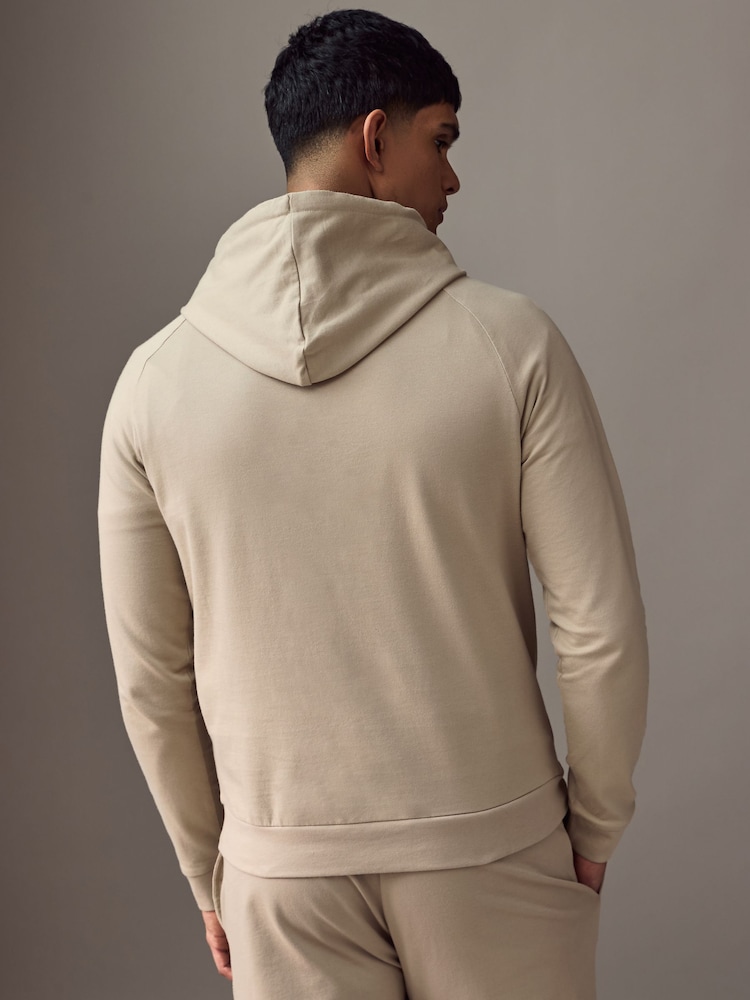 BOSS Beige Logo 100% Cotton Terry Hoodie - Image 2 of 4