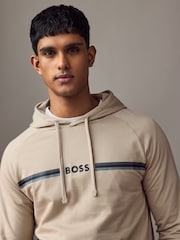 BOSS Beige Logo 100% Cotton Terry Hoodie - Image 3 of 4