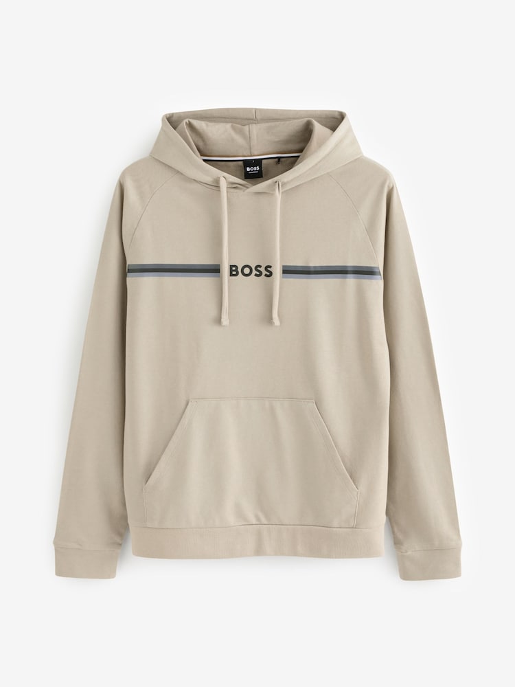 BOSS Beige Logo 100% Cotton Terry Hoodie - Image 4 of 4