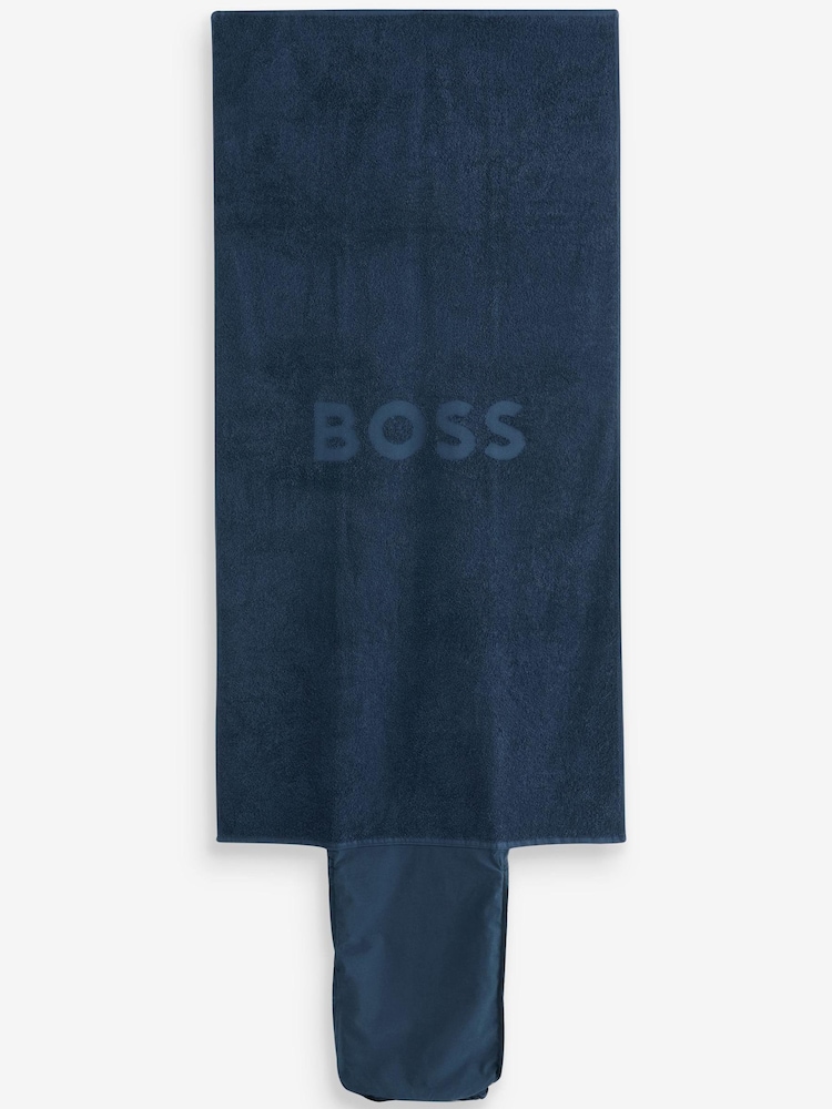 BOSS Navy Swim Shorts, Bag, Towel Beach Gift Set - Image 4 of 4