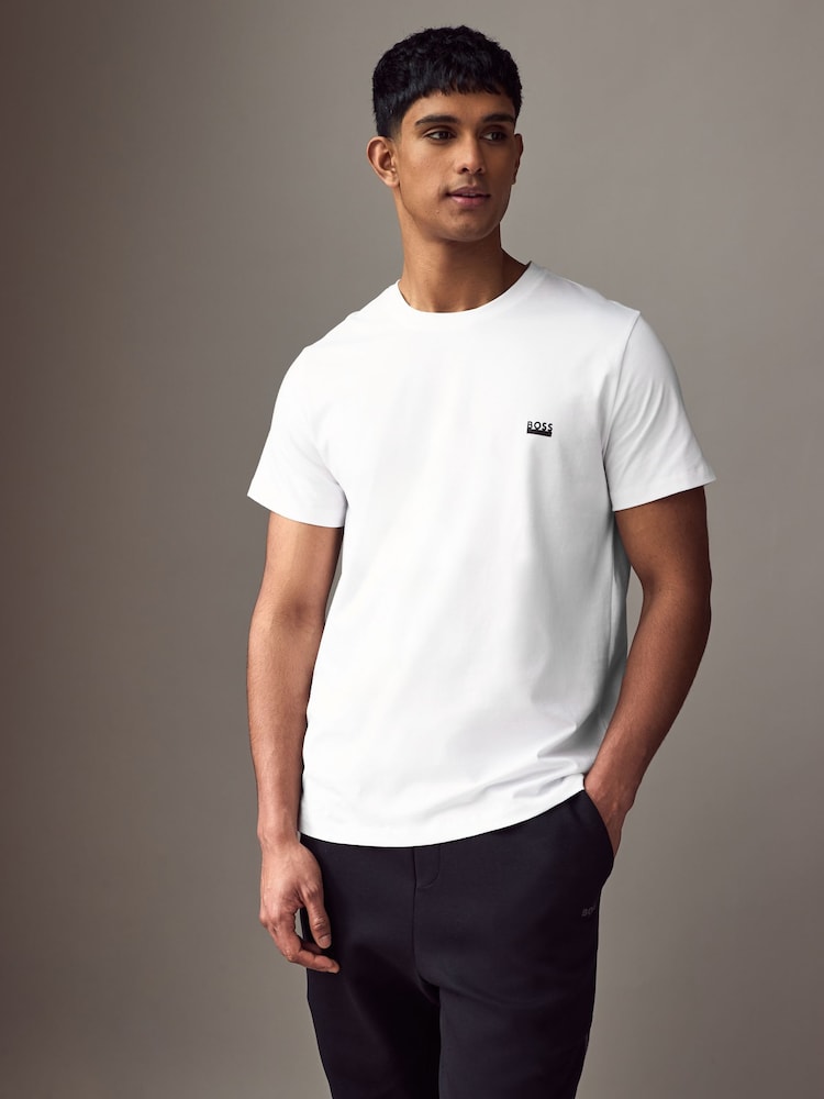 BOSS White Chest Logo 100% Cotton T-Shirt - Image 1 of 5