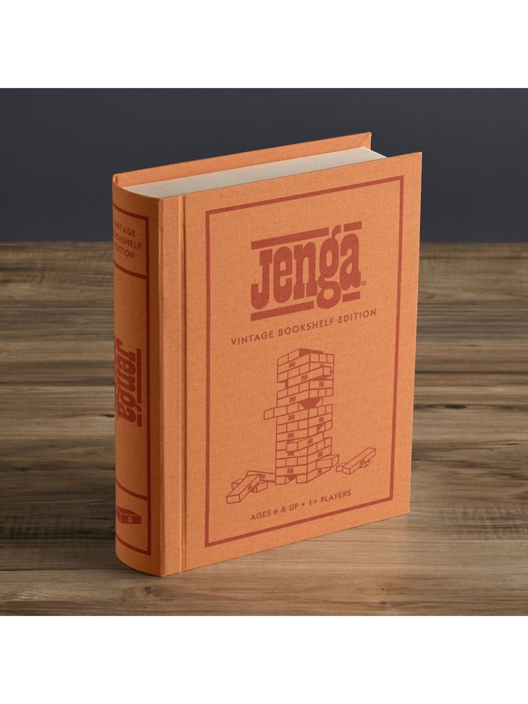 WS Games Orange Jenga Vintage Bookshelf Board Game - Image 2 of 6 WS Games Orange Jenga Vintage Bookshelf Board Game - Image 2 of 6