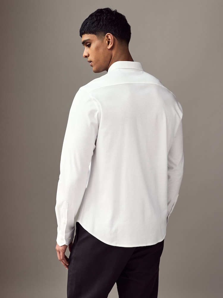 BOSS White Ground Motion Jersey Stretch Oxford 100% Cotton Shirt - Image 2 of 4
