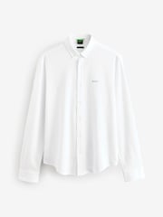 BOSS White Ground Motion Jersey Stretch Oxford 100% Cotton Shirt - Image 4 of 4