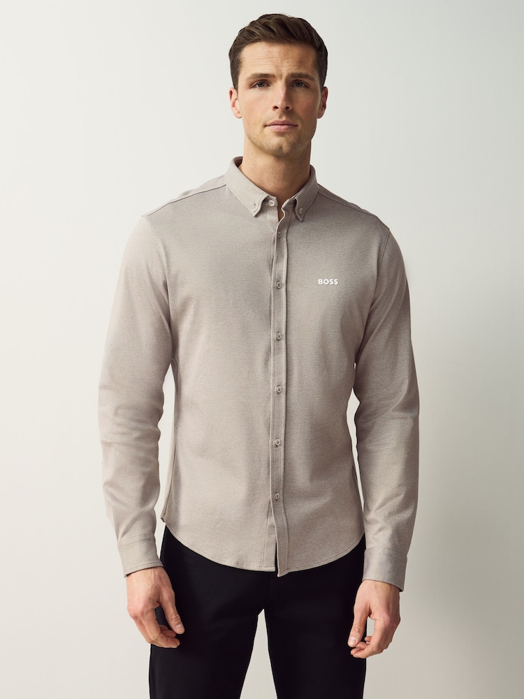 BOSS Natural Motion Jersey Stretch Oxford 100% Cotton Shirt - Image 1 of 5