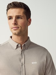 BOSS Natural Motion Jersey Stretch Oxford 100% Cotton Shirt - Image 3 of 5
