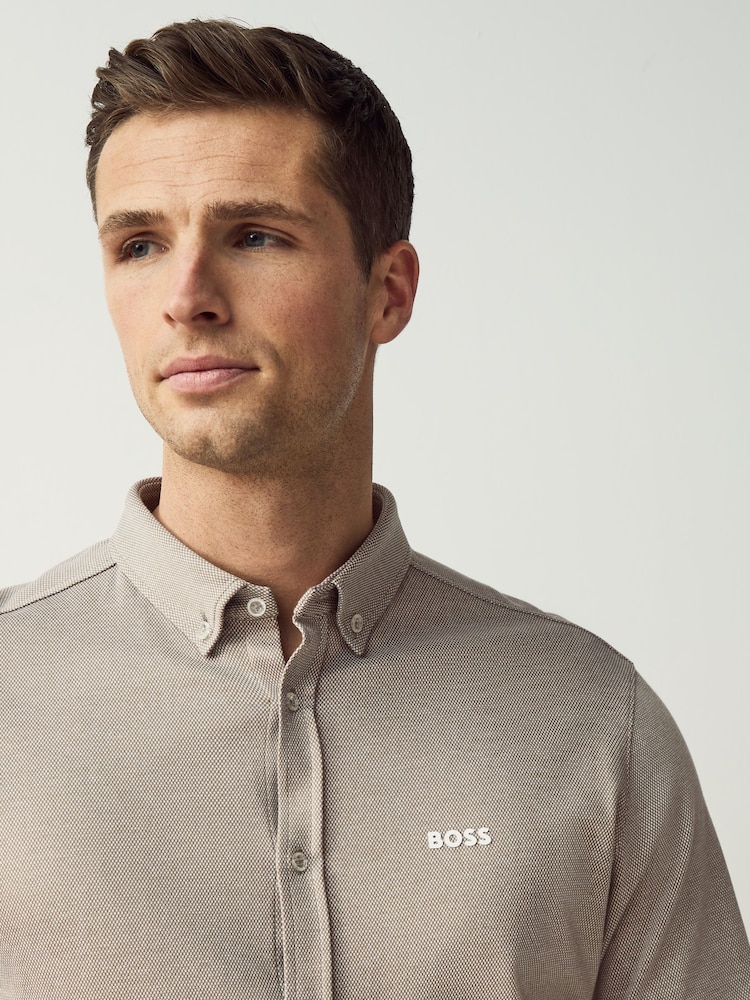 BOSS Natural Motion Jersey Stretch Oxford 100% Cotton Shirt - Image 3 of 5