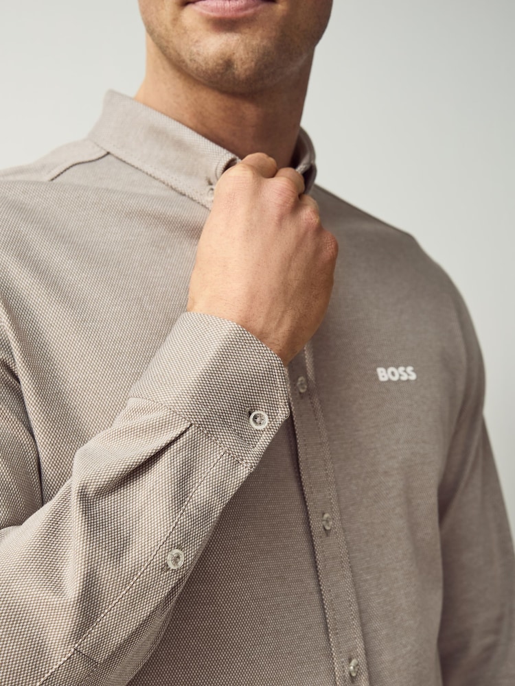 BOSS Natural Motion Jersey Stretch Oxford 100% Cotton Shirt - Image 4 of 5