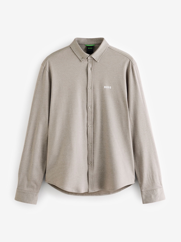 BOSS Natural Motion Jersey Stretch Oxford 100% Cotton Shirt - Image 5 of 5