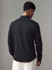 BOSS Dark Grey Motion Jersey Stretch Oxford 100% Cotton Shirt - Image 2 of 4