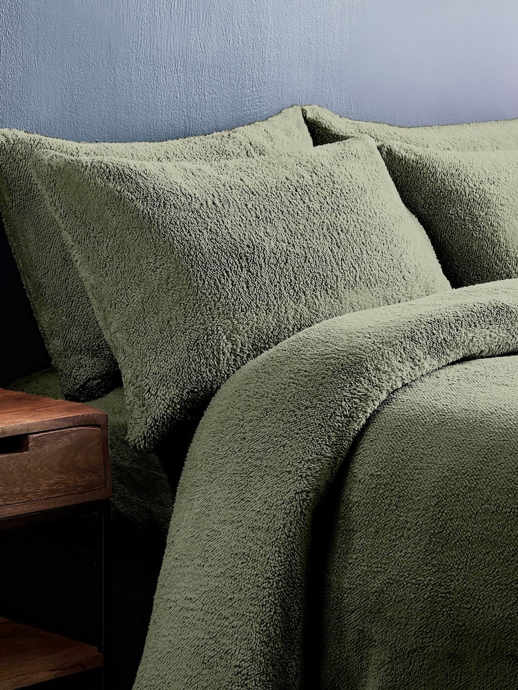 Silentnight Sage Teddy Fleece Duvet Set - Image 1 of 7