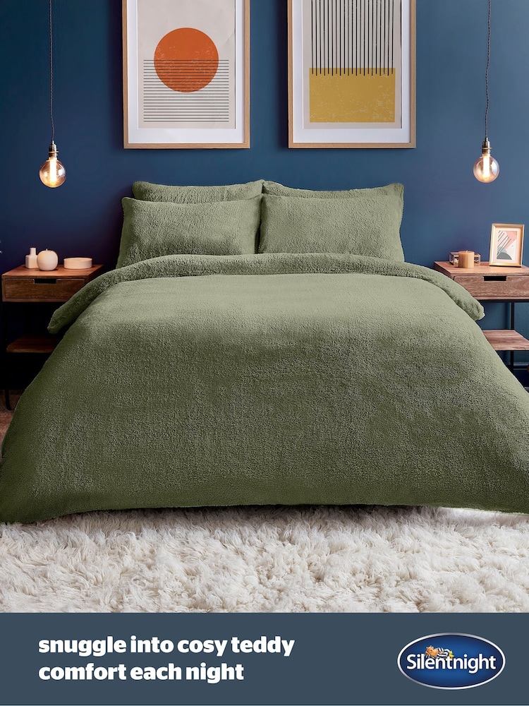 Silentnight Sage Teddy Fleece Duvet Set - Image 2 of 7