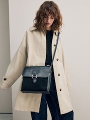 Black Leather Messenger Bag - Image 2 of 11