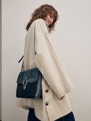 Black Leather Messenger Bag - Image 3 of 11