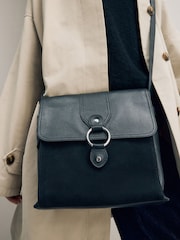 Black Leather Messenger Bag - Image 5 of 11