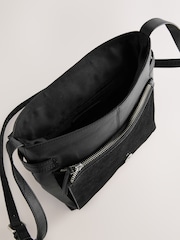 Black Leather Messenger Bag - Image 8 of 11