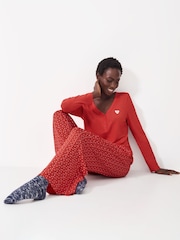 Crew Clothing Company Red Modal Patterned Pyjamas Set - Image 1 of 5