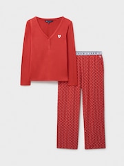 Crew Clothing Company Red Modal Patterned Pyjamas Set - Image 5 of 5