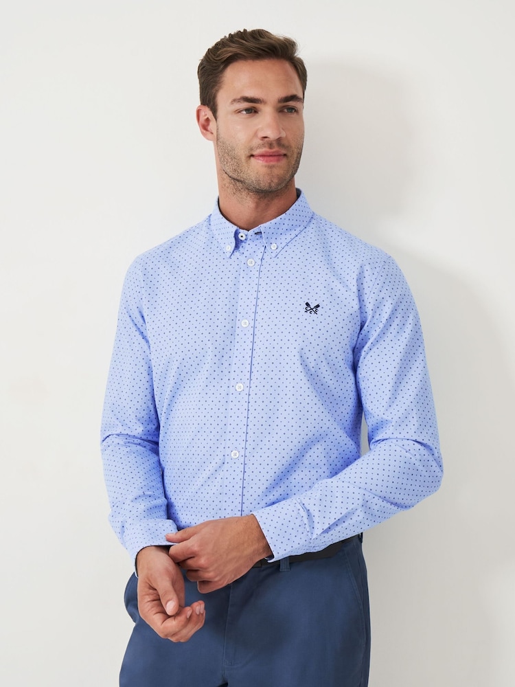 Crew Clothing Company White 100% Cotton Pinpoint Printed Oxford Shirt - Image 1 of 5
