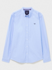 Crew Clothing Company White 100% Cotton Pinpoint Printed Oxford Shirt - Image 5 of 5