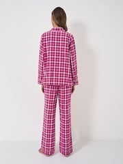 Crew Clothing Pink Long Flannel 100% Cotton Pyjamas Set - Image 2 of 5