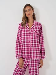 Crew Clothing Pink Long Flannel 100% Cotton Pyjamas Set - Image 3 of 5