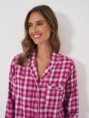 Crew Clothing Pink Long Flannel 100% Cotton Pyjamas Set - Image 4 of 5