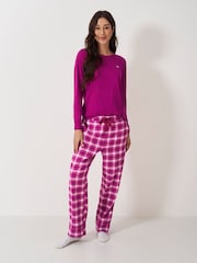 Crew Clothing Company Red Long Sleeves Jersey & Flannel 100% Cotton Pyjamas Set - Image 1 of 5