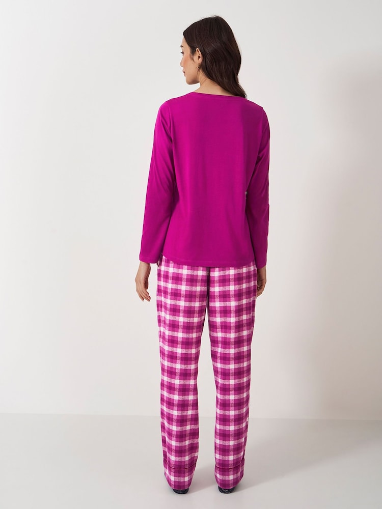 Crew Clothing Company Red Long Sleeves Jersey & Flannel 100% Cotton Pyjamas Set - Image 2 of 5