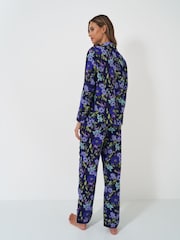 Crew Clothing Company Blue Brushed 100% Cotton Pyjama Set - Image 2 of 8