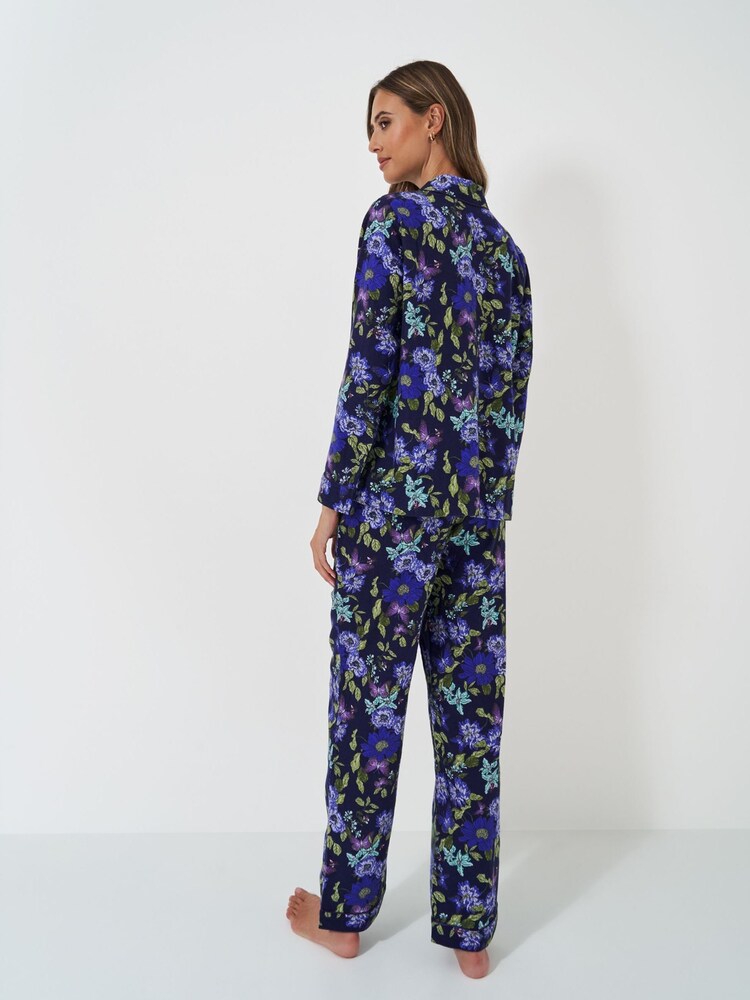 Crew Clothing Company Blue Brushed 100% Cotton Pyjama Set - Image 2 of 8