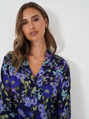 Crew Clothing Company Blue Brushed 100% Cotton Pyjama Set - Image 4 of 8