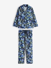 Crew Clothing Company Blue Brushed 100% Cotton Pyjama Set - Image 7 of 8