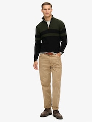 Superdry Green Cotton Classic Stripe Henley Jumper - Image 2 of 3