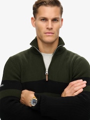 Superdry Green Cotton Classic Stripe Henley Jumper - Image 3 of 3