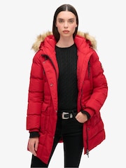 Superdry Red Everest Mid Faux Fur Puffer Jacket - Image 1 of 3