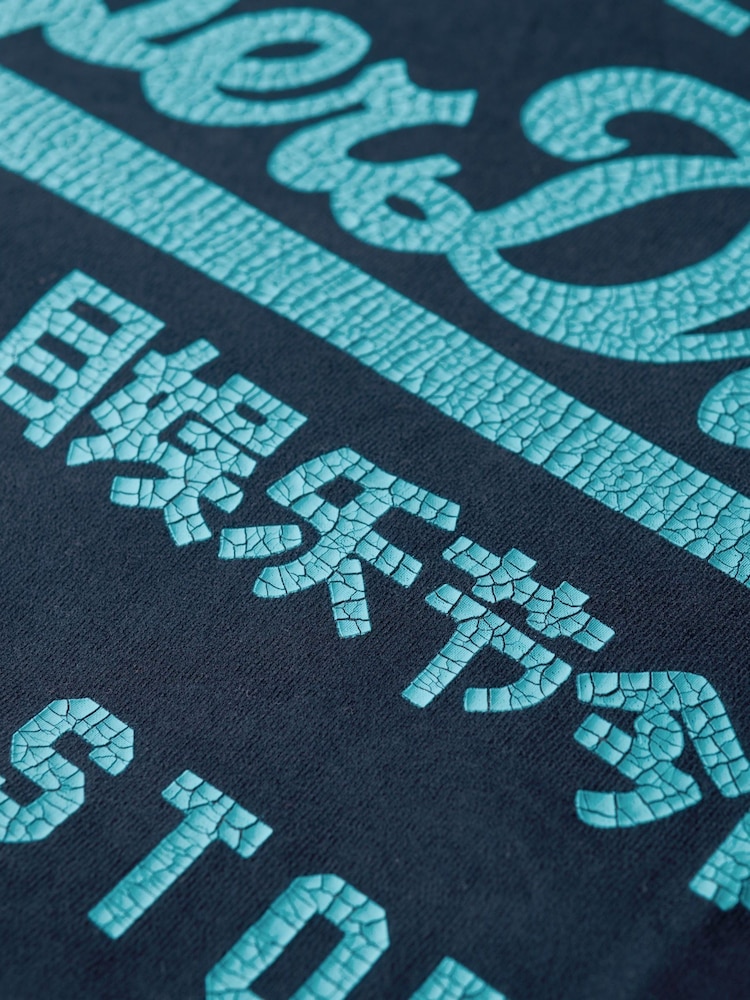 Superdry Blue Neon Vintage Logo Graphic T-Shirt - Image 4 of 4
