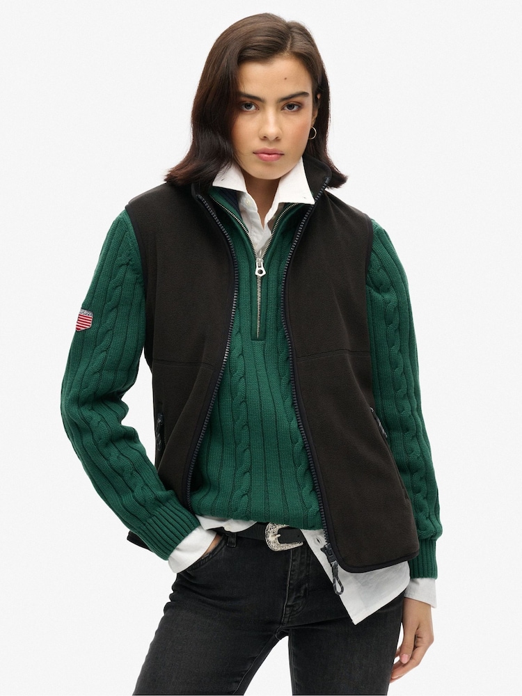 Superdry Black Active Fleece Gilet - Image 1 of 4