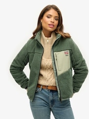 Superdry Green Non Hooded Borg Jacket - Image 1 of 4