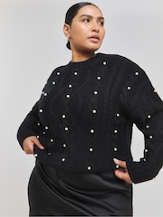 Simply Be Black Pearl Cable Jumper - Image 4 of 4
